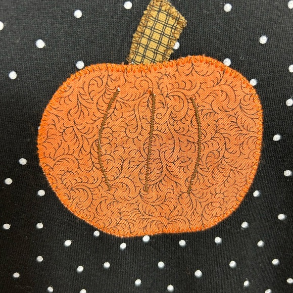 Beverly's Pumpkin Autumn Blouse Womens L Black White Polka Dot Crinkle Fabric - Picture 9 of 13